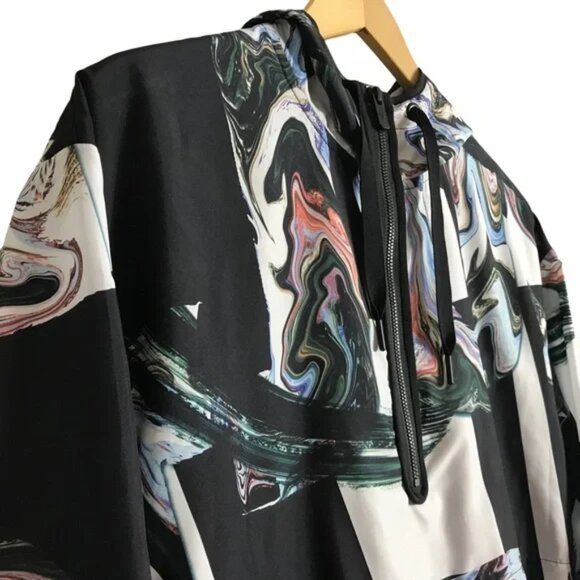 Nike Women's Black/Multi Marble-Print Half-Zip Hooded Jacket I Large - Picture 5 of 8